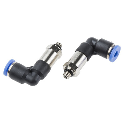 RS PRO Elbow Threaded Adaptor, M5 Male to Push In 4 mm, Threaded-to-Tube Connection Style