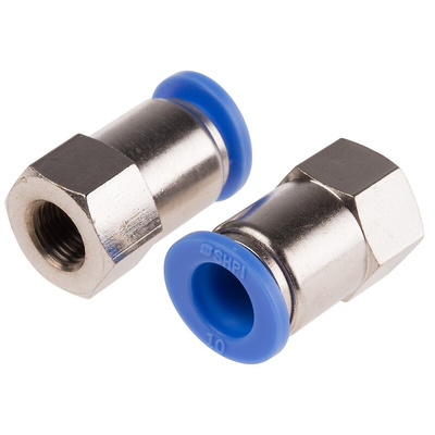 RS PRO Straight Threaded Adaptor, R 1/8 Female to Push In 10 mm, Threaded-to-Tube Connection Style