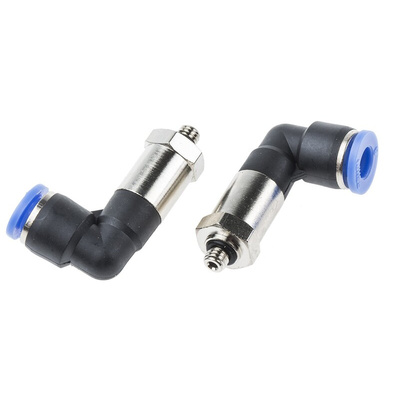 RS PRO Elbow Threaded Adaptor, M5 Male to Push In 6 mm, Threaded-to-Tube Connection Style