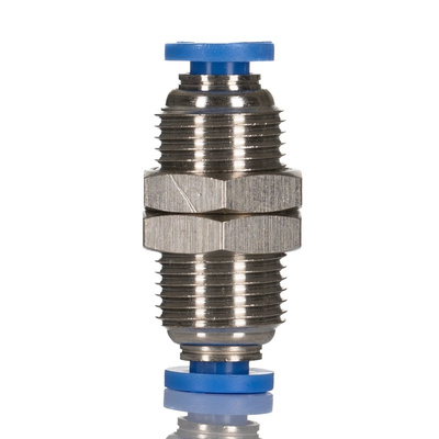 RS PRO Bulkhead Tube-to-Tube Adaptor, Push In 4 mm to Push In 4 mm, Tube-to-Tube Connection Style
