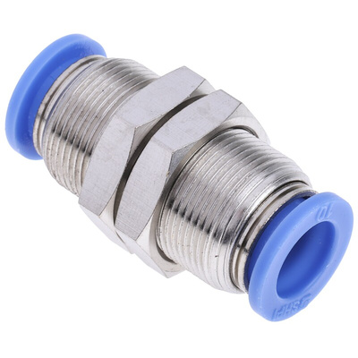 RS PRO Bulkhead Tube-to-Tube Adaptor, Push In 10 mm to Push In 10 mm, Tube-to-Tube Connection Style