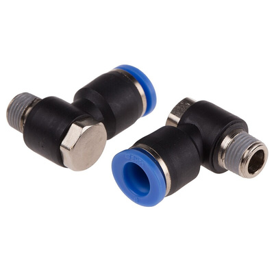RS PRO Elbow Threaded Adaptor, R 1/8 Male to Push In 8 mm, Threaded-to-Tube Connection Style