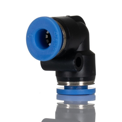 RS PRO Elbow Tube-toTube Adaptor, Push In 6 mm to Push In 6 mm, Tube-to-Tube Connection Style