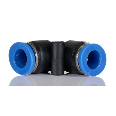 RS PRO Elbow Tube-toTube Adaptor, Push In 8 mm to Push In 8 mm, Tube-to-Tube Connection Style