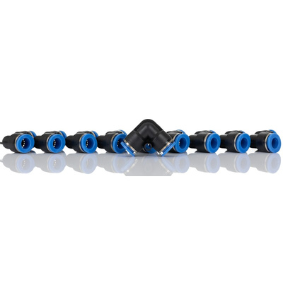 RS PRO Elbow Tube-toTube Adaptor, Push In 10 mm to Push In 10 mm, Tube-to-Tube Connection Style