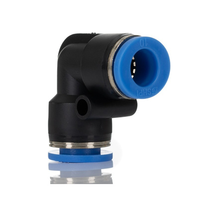 RS PRO Elbow Tube-toTube Adaptor, Push In 10 mm to Push In 10 mm, Tube-to-Tube Connection Style