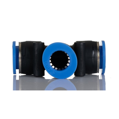 RS PRO Tee Tube-to-Tube Adaptor Push In 4 mm, Push In 4 mm to Push In 4 mm, Tube-to-Tube Connection Style