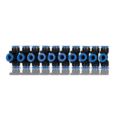 RS PRO Tee Tube-to-Tube Adaptor Push In 4 mm, Push In 4 mm to Push In 4 mm, Tube-to-Tube Connection Style