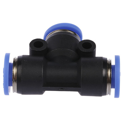 RS PRO Tee Tube-to-Tube Adaptor Push In 6 mm, Push In 6 mm to Push In 6 mm, Tube-to-Tube Connection Style