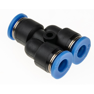 RS PRO Y Tube-to-Tube Adaptor, Push In 6 mm to Push In 6 mm, Tube-to-Tube Connection Style