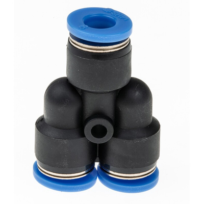 RS PRO Y Tube-to-Tube Adaptor, Push In 6 mm to Push In 6 mm, Tube-to-Tube Connection Style