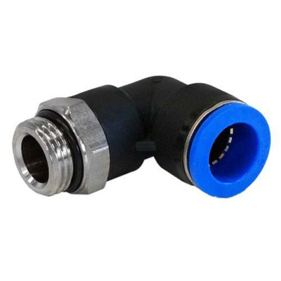 RS PRO Elbow Threaded Adaptor, R 1/4 Male to Push In 10 mm, Threaded-to-Tube Connection Style