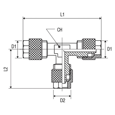 RS PRO Stud Fitting, Push In 8 mm to Push In 8 mm, Tube-to-Tube Connection Style