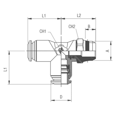 RS PRO Push-in Fitting, Push In 12 mm to Push In 12 mm, Threaded-to-Tube Connection Style