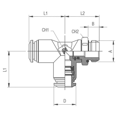 RS PRO Push-in Fitting, Push In 8 mm to Push In 8 mm, Threaded-to-Tube Connection Style