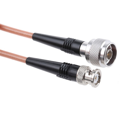 Radiall Male BNC to Male N Type Coaxial Cable, 1m, RG142 Coaxial, Terminated