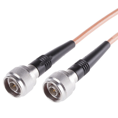 Radiall Male N Type to Male N Type Coaxial Cable, 1m, RG142 Coaxial, Terminated