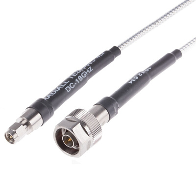 Radiall Male SMA to Male N Type Coaxial Cable, 910mm, Terminated