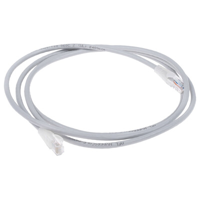RS PRO Cat5e Male RJ45 to Male RJ45 Ethernet Cable, U/UTP, Grey PVC Sheath, 2m