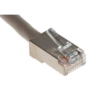 RS PRO Cat5e Male RJ45 to Female RJ45 Ethernet Cable, STP, Grey, 200mm