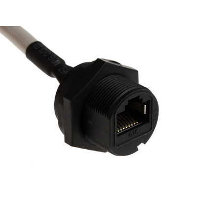 RS PRO Cat5e Male RJ45 to Female RJ45 Ethernet Cable, STP, Grey, 200mm