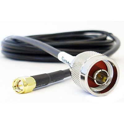 Siretta ASMA Series Male SMA to Male N Type Coaxial Cable, 5m, RF LLC200A Coaxial, Terminated