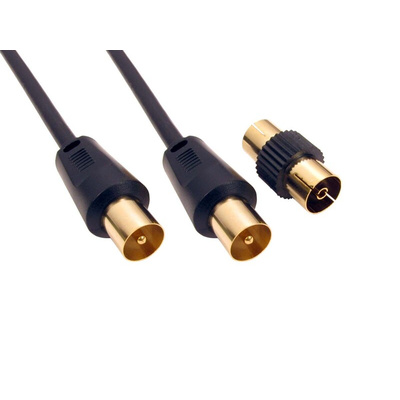 RS PRO Male TV Aerial Connector to Male TV Aerial Connector Coaxial Cable, 1m, RF Coaxial, Terminated