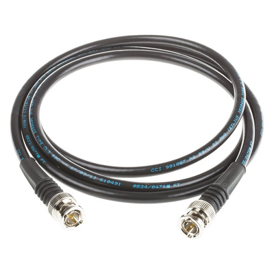 TE Connectivity Male BNC to Male BNC Coaxial Cable, 1.5m, RG59 Coaxial, Terminated