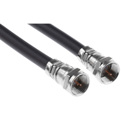 Radiall Male F Type to Male F Type Coaxial Cable, 3m, RG59 Coaxial, Terminated