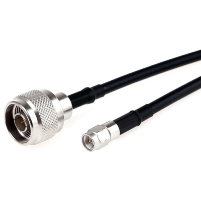 Radiall Male N Type to Male SMA Coaxial Cable, 1m, RG58 Coaxial, Terminated