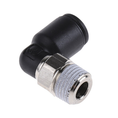 Legris LF3000 Series Elbow Threaded Adaptor, R 1/8 Male to Push In 6 mm, Threaded-to-Tube Connection Style