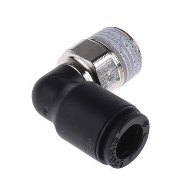 Legris LF3000 Series Elbow Threaded Adaptor, R 1/8 Male to Push In 6 mm, Threaded-to-Tube Connection Style