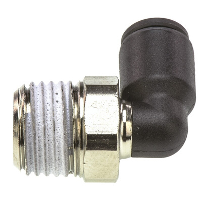 Legris LF3000 Series Elbow Threaded Adaptor, R 1/4 Male to Push In 6 mm, Threaded-to-Tube Connection Style