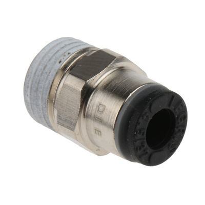 Legris LF3000 Series Straight Threaded Adaptor, R 1/8 Male to Push In 4 mm, Threaded-to-Tube Connection Style