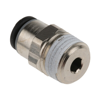 Legris LF3000 Series Straight Threaded Adaptor, R 1/8 Male to Push In 4 mm, Threaded-to-Tube Connection Style