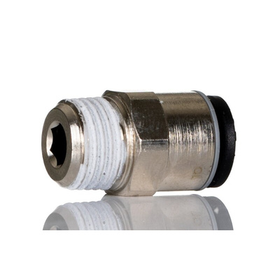 Legris LF3000 Series Straight Threaded Adaptor, R 1/8 Male to Push In 6 mm, Threaded-to-Tube Connection Style