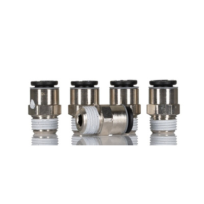 Legris LF3000 Series Straight Threaded Adaptor, R 1/8 Male to Push In 6 mm, Threaded-to-Tube Connection Style