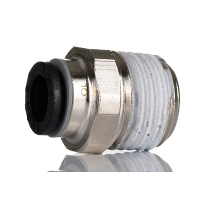 Legris LF3000 Series Straight Threaded Adaptor, R 1/4 Male to Push In 6 mm, Threaded-to-Tube Connection Style