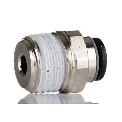 Legris LF3000 Series Straight Threaded Adaptor, R 1/4 Male to Push In 6 mm, Threaded-to-Tube Connection Style