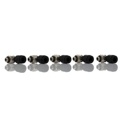 Legris LF3000 Series Elbow Threaded Adaptor, M5 Male to Push In 4 mm, Threaded-to-Tube Connection Style