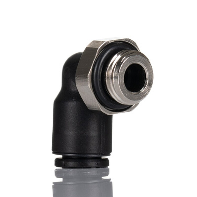 Legris LF3000 Series Elbow Threaded Adaptor, G 1/8 Male to Push In 6 mm, Threaded-to-Tube Connection Style