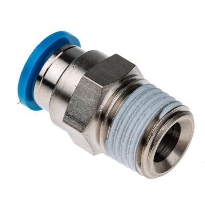 Festo QS Series Straight Threaded Adaptor, R 1/4 Male to Push In 8 mm, Threaded-to-Tube Connection Style, 153005