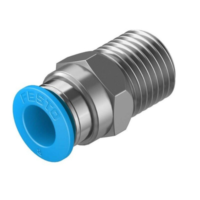 Festo QS Series Straight Threaded Adaptor, R 1/4 Male to Push In 8 mm, Threaded-to-Tube Connection Style, 153005