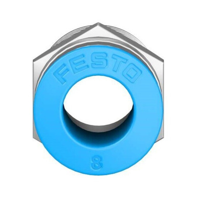 Festo QS Series Straight Threaded Adaptor, R 1/4 Male to Push In 8 mm, Threaded-to-Tube Connection Style, 153005