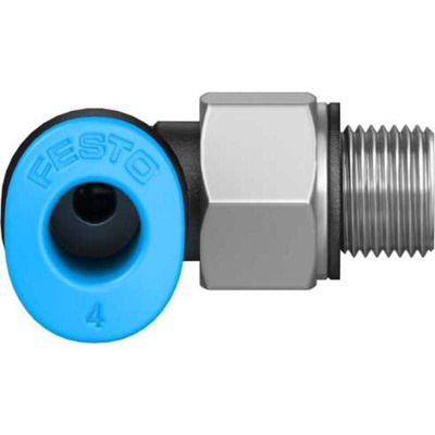 Festo QS Series Elbow Threaded Adaptor, M5 Male to Push In 4 mm, Threaded-to-Tube Connection Style, 153333