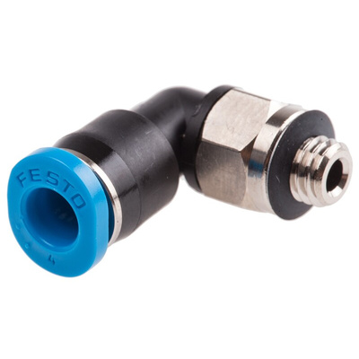 Festo QS Series Elbow Threaded Adaptor, M5 Male to Push In 4 mm, Threaded-to-Tube Connection Style, 153333