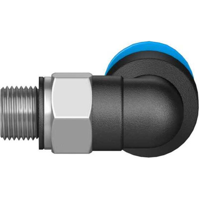 Festo QS Series Elbow Threaded Adaptor, M5 Male to Push In 6 mm, Threaded-to-Tube Connection Style, 153335