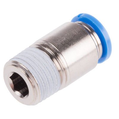 Festo QS Series Straight Threaded Adaptor, R 1/4 Male to Push In 8 mm, Threaded-to-Tube Connection Style, 153016