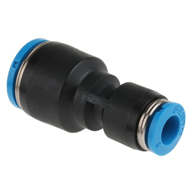 Festo QS Series Reducer Nipple, Push In 10 mm to Push In 6 mm, Tube-to-Tube Connection Style, 130607