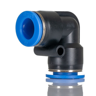 RS PRO Elbow Tube-toTube Adaptor, Push In 12 mm to Push In 12 mm, Tube-to-Tube Connection Style